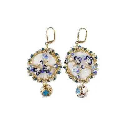 Handcrafted Womens Cherry Blue Blossom Earrings